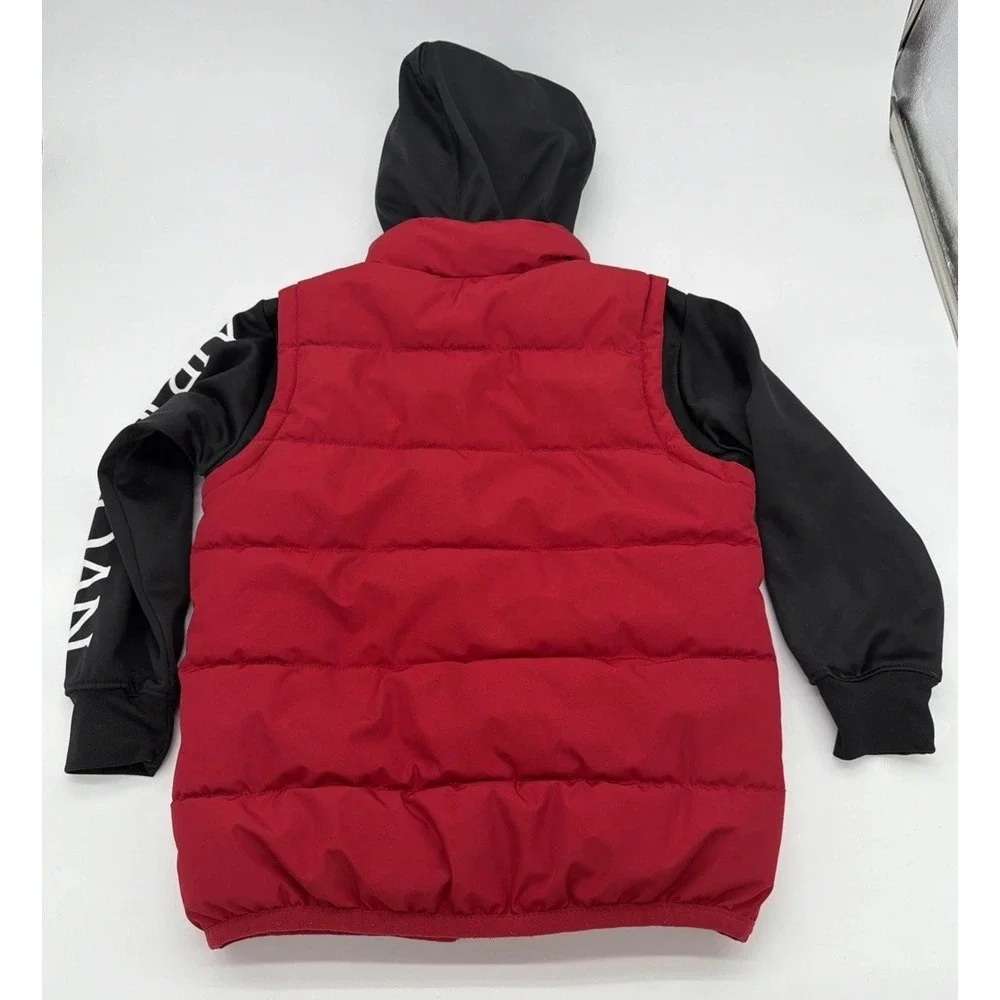 Nike Air Jordan Jumpman Boys Red & Black 2fer Puffer Jacket Sz Youth 5 (4-5 Yrs)